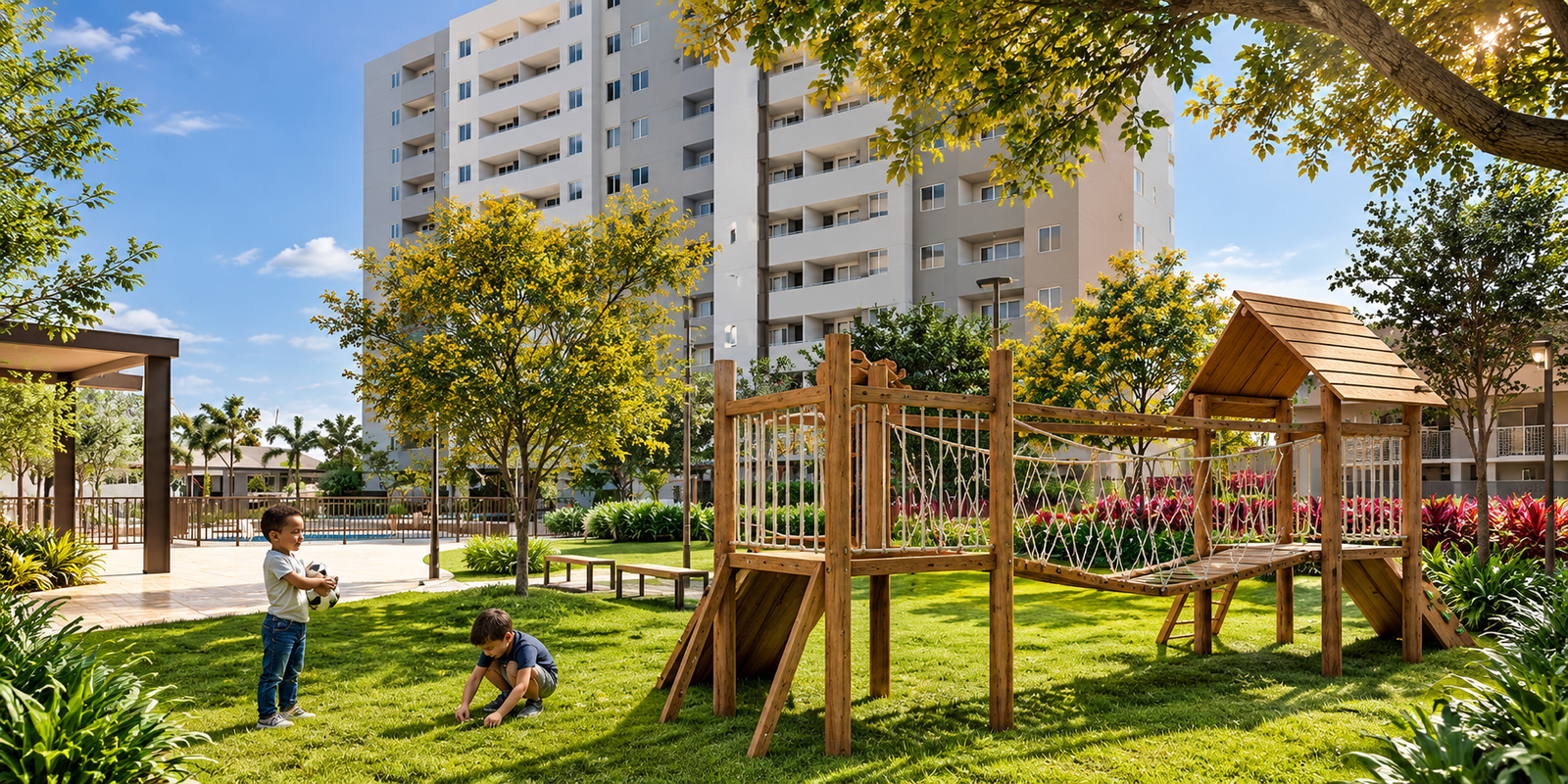 Representação ilustrativa do ambiente residencial do Reserva do Parque